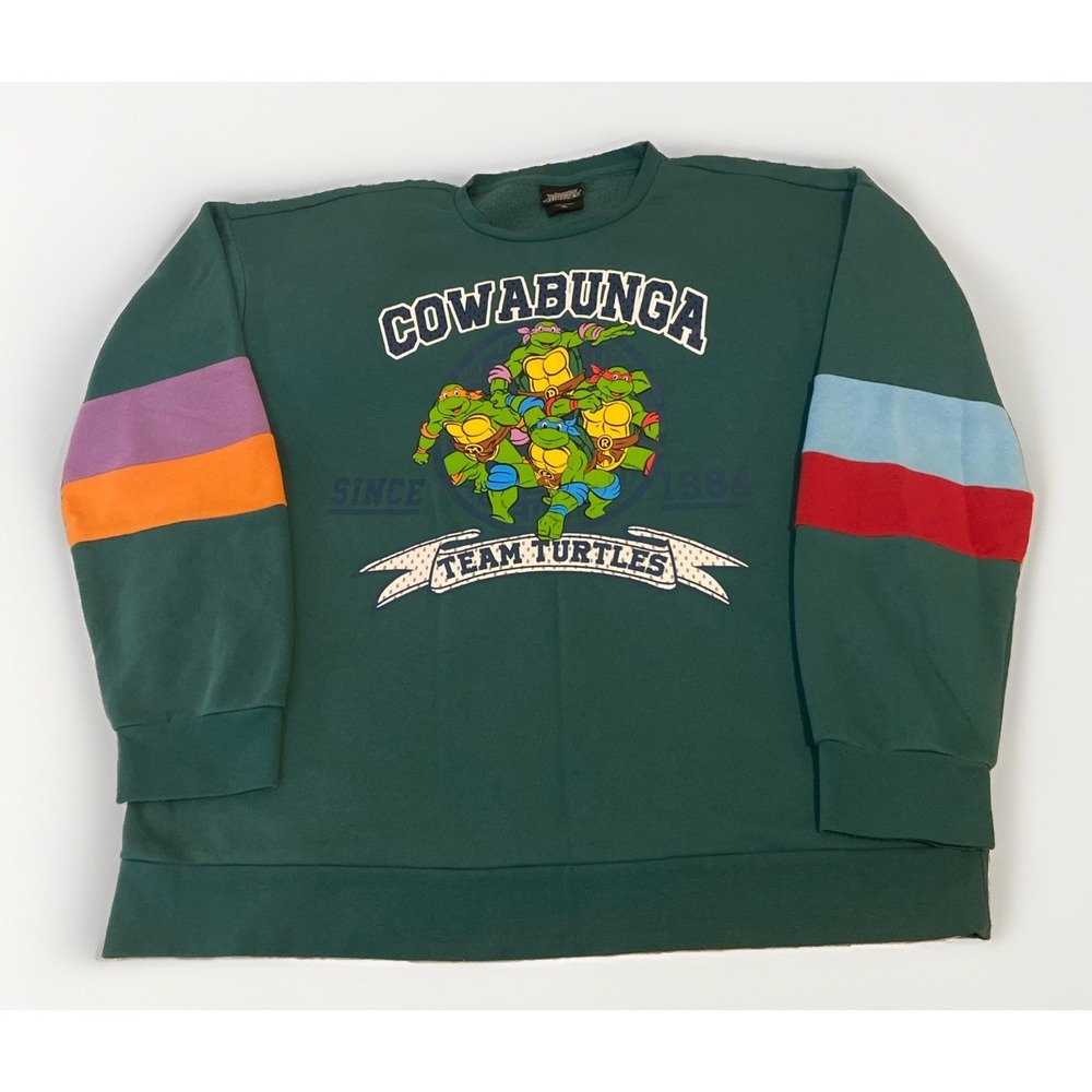 Retro Teenage Mutant Ninja Turtles Cowabunga Color Block Sweatshirt XL